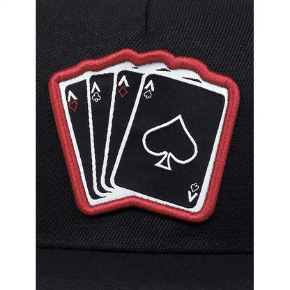Playing Card Embroidered Flat Brim Baseball Cap – Hip Hop Streetwear Snapback