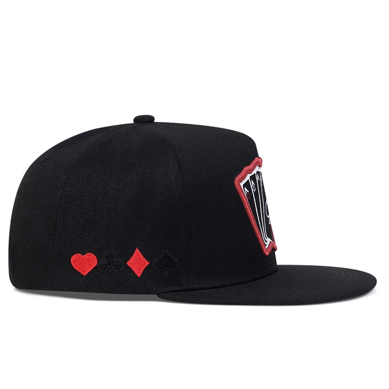 Playing Card Embroidered Flat Brim Baseball Cap – Hip Hop Streetwear Snapback