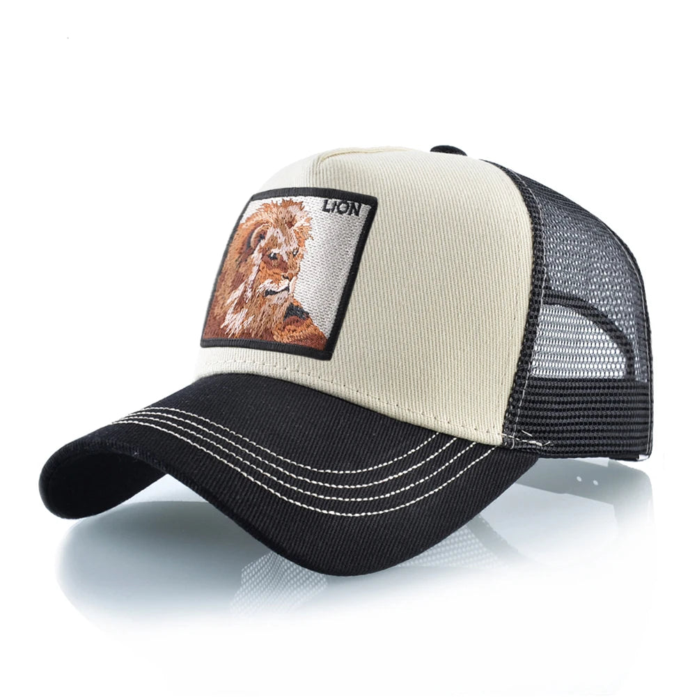 Baseball Cap With Lion Embroidery Patch Snapback | Streetwear Hip Hop Adjustable Hat
