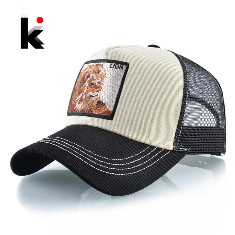 Baseball Cap With Lion Embroidery Patch Snapback | Streetwear Hip Hop Adjustable Hat